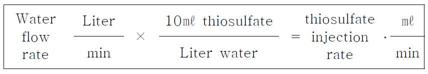 치오황산나트륨 주입율 계산식
