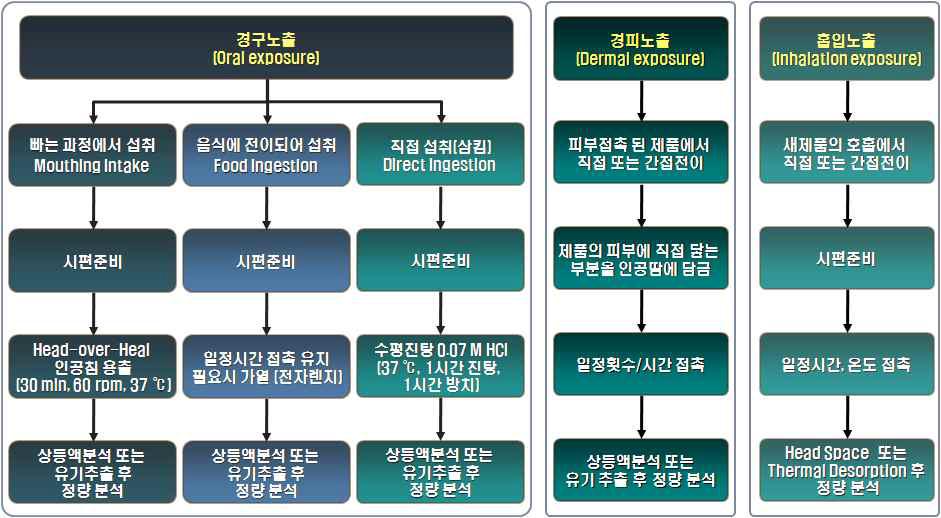 노출경로별 인체전이량 평가과정