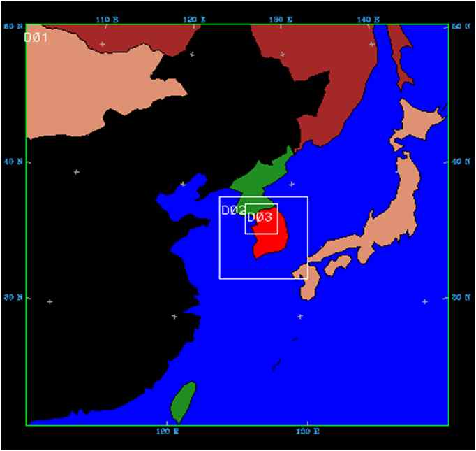 Fig. 3-66 MM5 모델링 영역