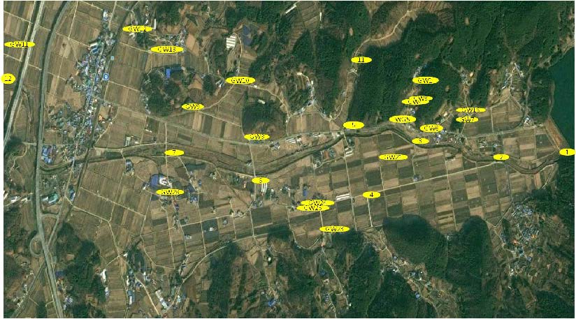 조사B 폐금속 광산지역 수질시료 채취도