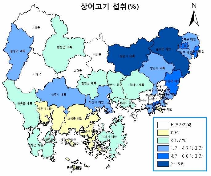 그림 3-19 지역별 상어고기 섭취 대상자 비율