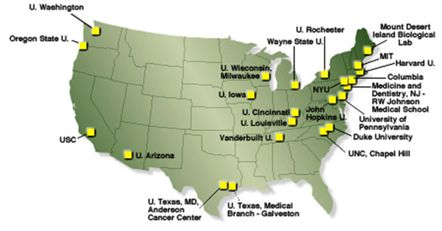 그림 32 Environmental Health Sciences (EHS) Core Centers 조직체계도, 미국