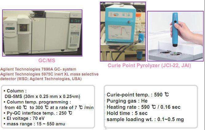 pyrolysis GC/MS 장치 및 실험조건