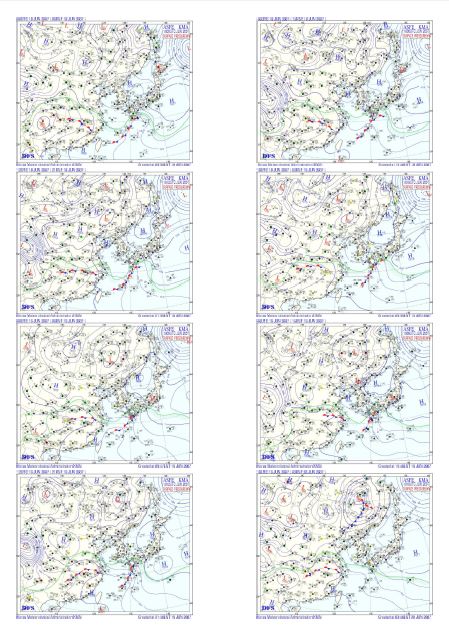 그림 34 2007년 6월 18~19일 종관분석 일기도