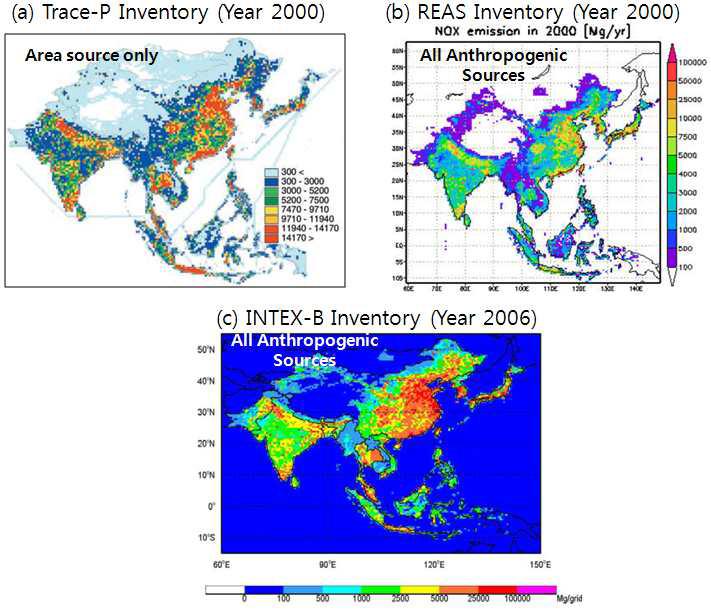 Sample gridded emission maps for anthropogenic NOx from the previously developed Asia emission inventory