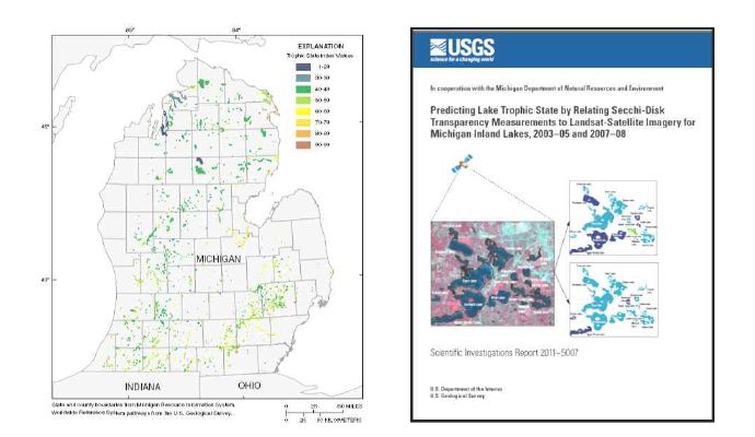 Finnish Environment Institute 2001~2009: Lake & coastal water monitoring (left) and USGS, Lake water-clarity assessment for Michigan Inland Lakes - 15 years (2002~) (right).