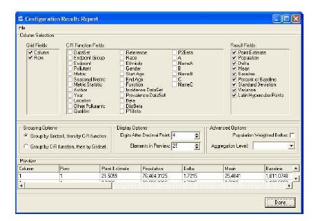 Configuration Results Report 화면