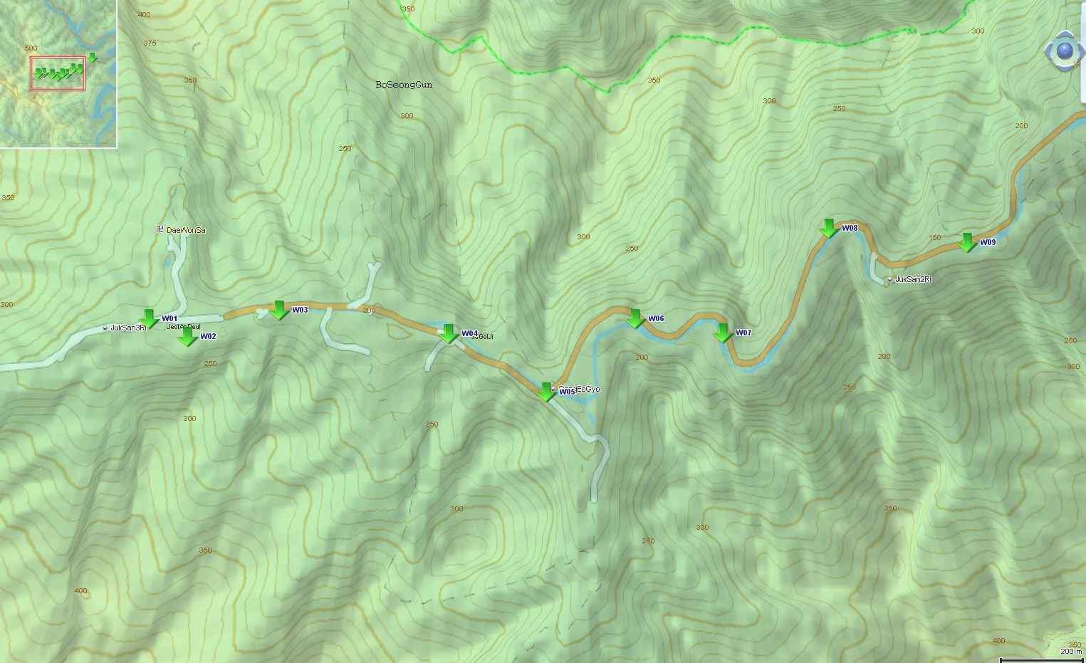 Fig. 2-8. 폐금속광산의 수질 시료채취 위치