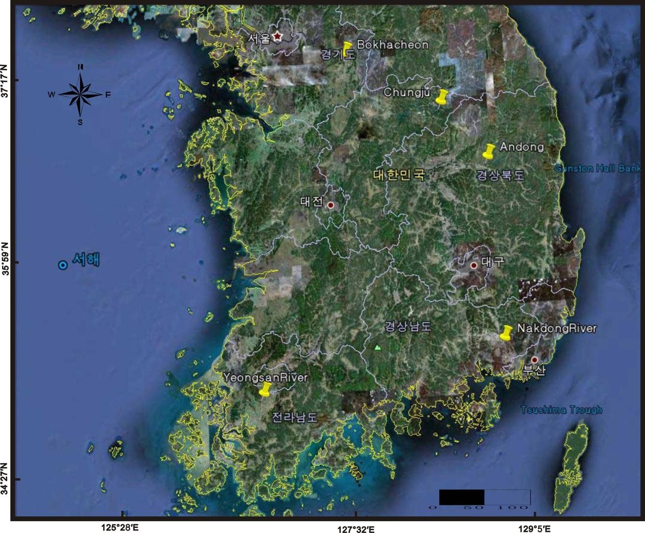 Figure 1-2. Sampling sies of river ecosystem