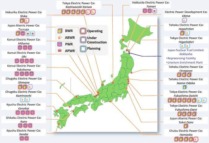 일본내 원전시설 현황