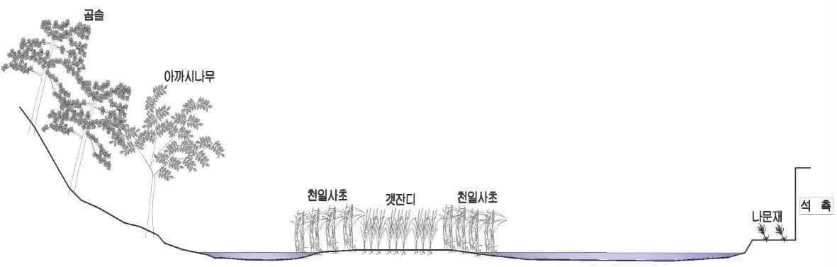 곤양천 GY02의 식생단면도