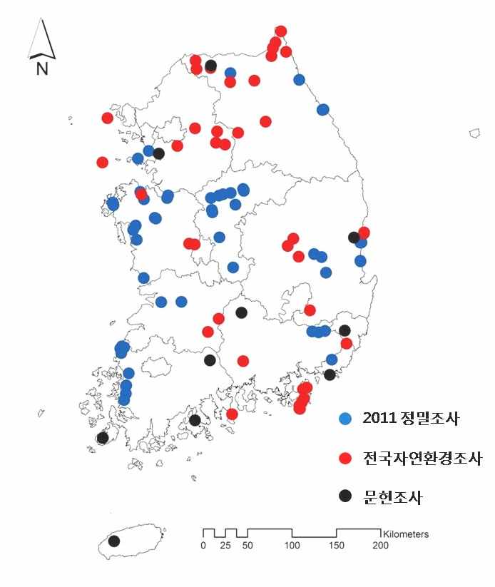 미국실새삼 전국분포현황