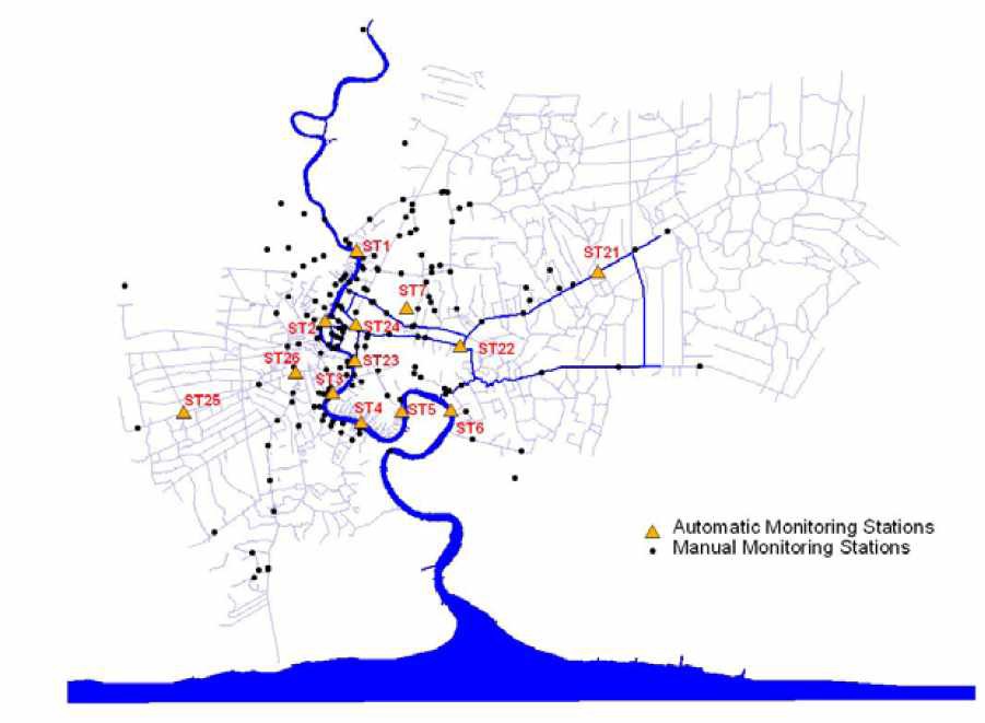 방콕시의 수질 자동 모니터링 지점