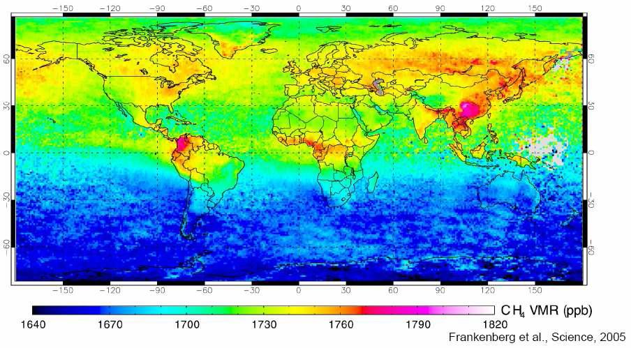 대기중의 메탄 분포도
