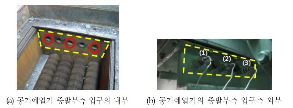 공기예열기의 증발부측 입구