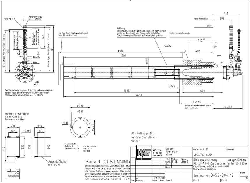 WS사의 Radiant tube and Burner