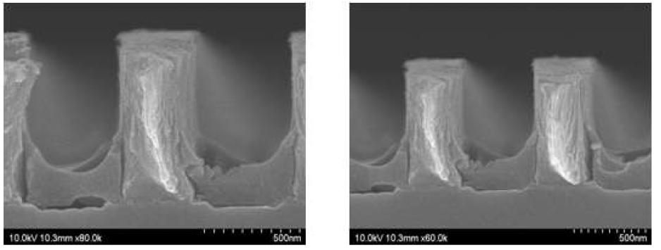 BEOL2 wafer(Post metal etch wafer) 표3-8의 1번 세정결과