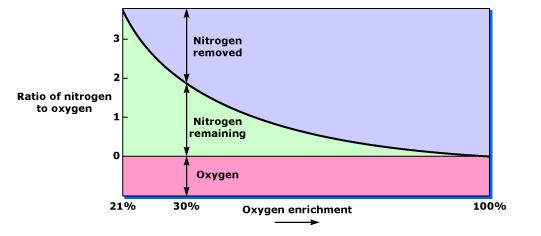 산소부화공기의 질소/산소의 비