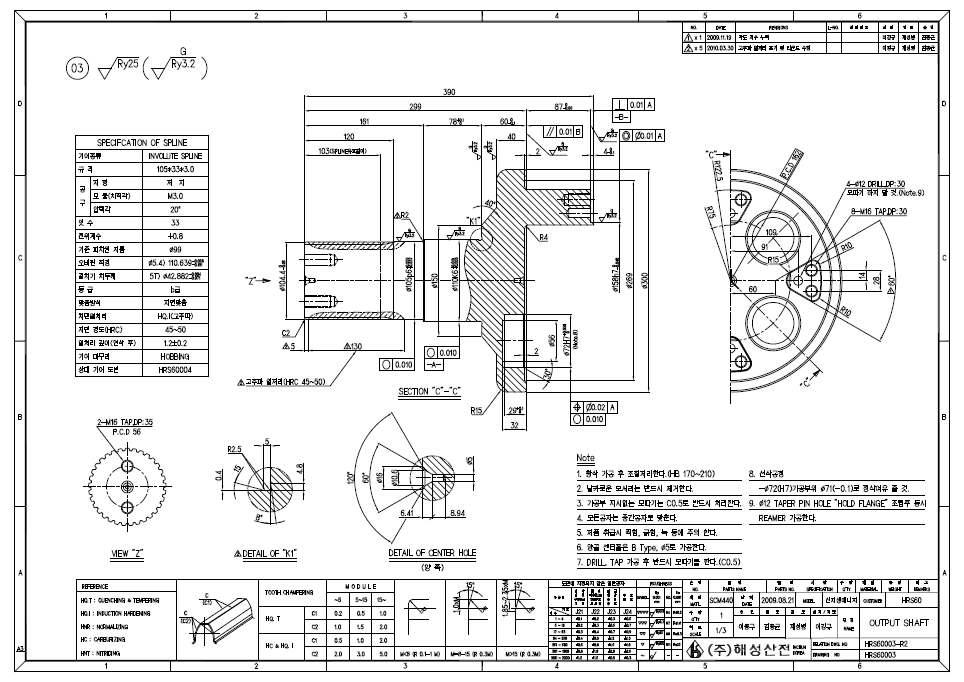 Output Shaft 부품도 (HRS60)