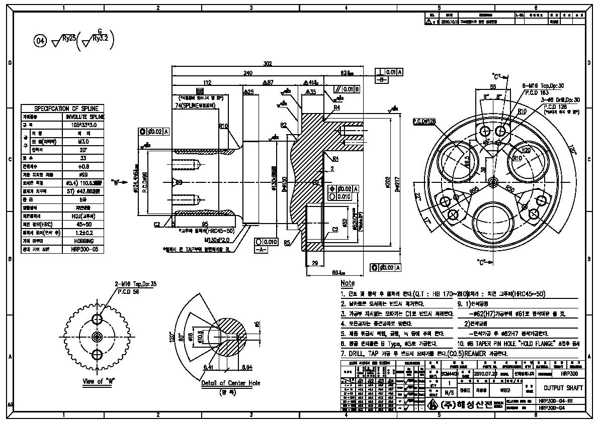 Output Shaft 부품도 (HRP300)