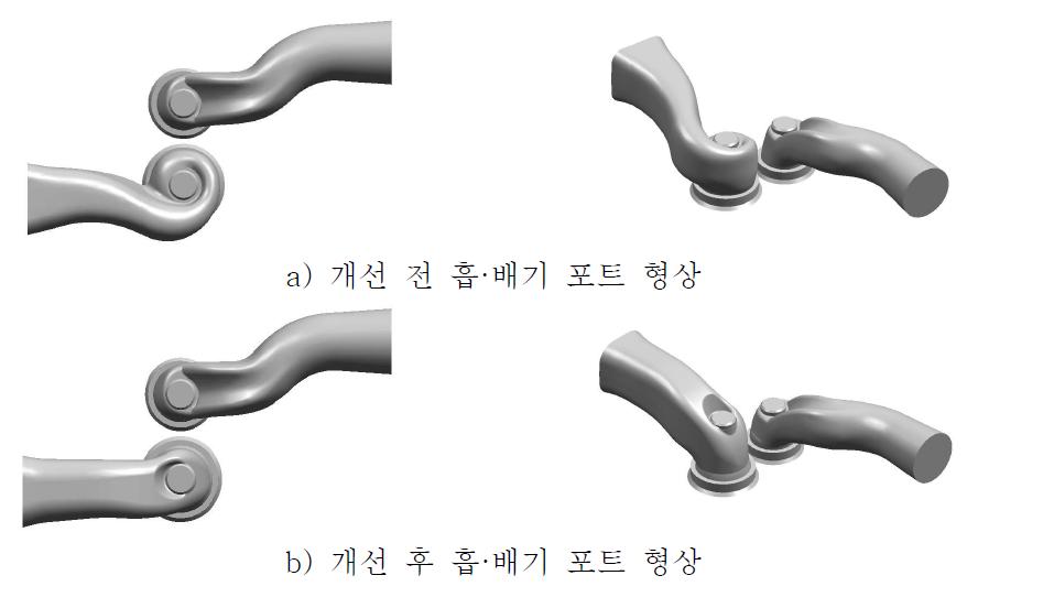 흡·배기 포트 개선 전·후 형상 모델링 비교