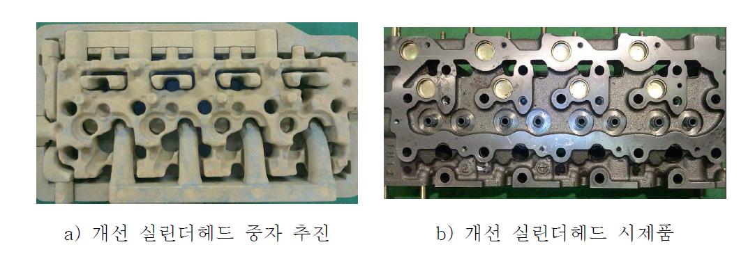 최종 개선 실린더헤드 중자 및 시제품