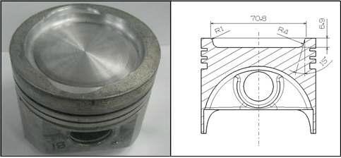 압축비 ε = 18의 Open dish 1형 피스톤