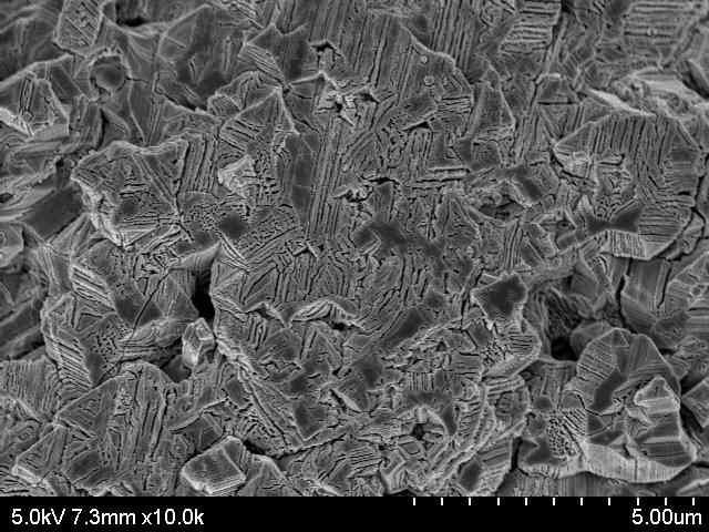 SEM image of Fe₂O₃/ZrO2 after water oxidation