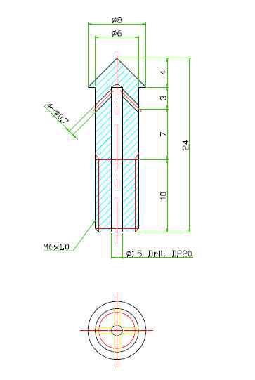 CAD drawing of nozzle-type tuyere.