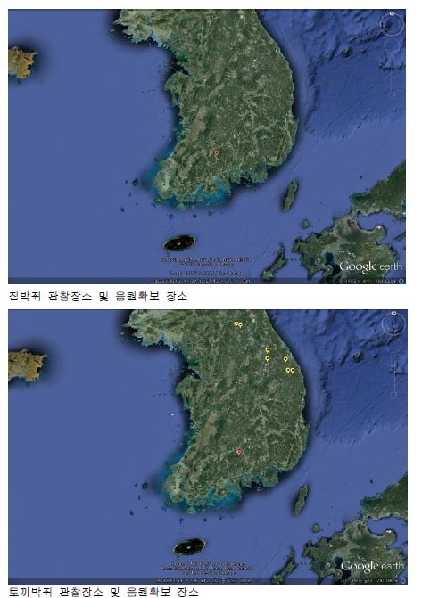 박쥐의 종별 관찰장소