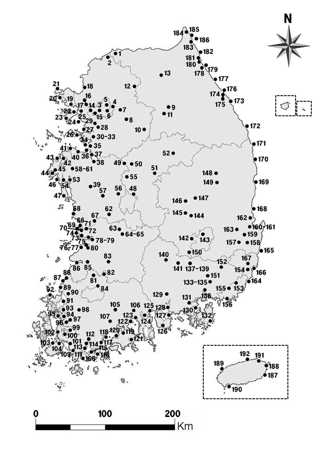 2012년도 전체 조사지역