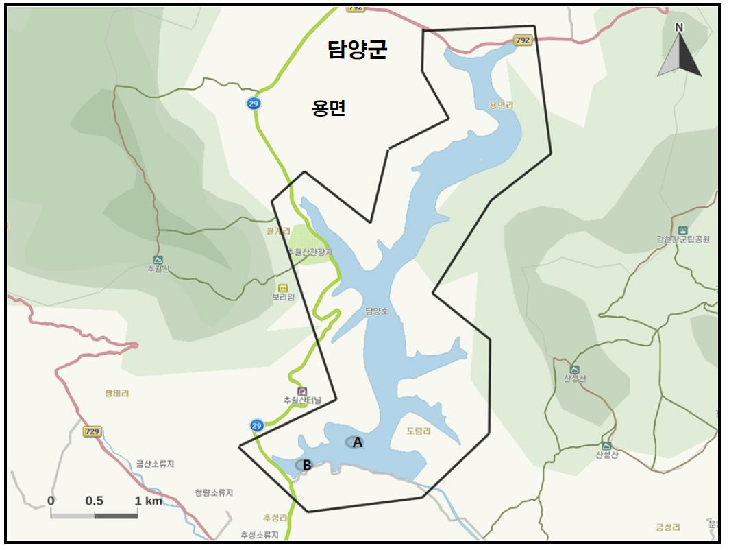 담양호 지역에서 관찰된 종 및 개체수