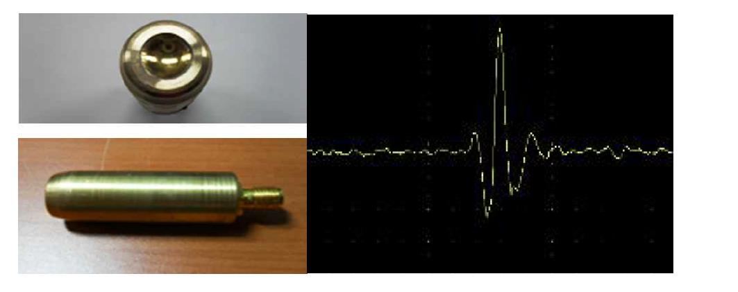 40 MHz 초음파 트랜스듀서와 초음파 신호 pulse