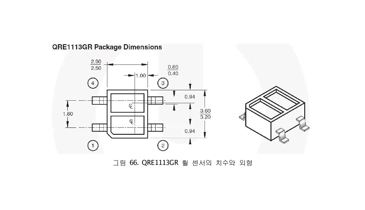 그림 66. QRE1113GR 휠 센서의 치수와 외형