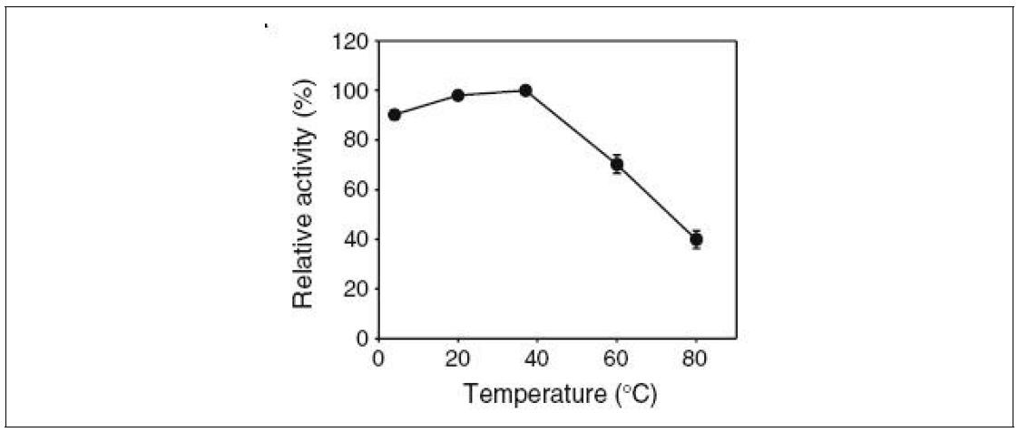 Effects of temperature on PduP activity.