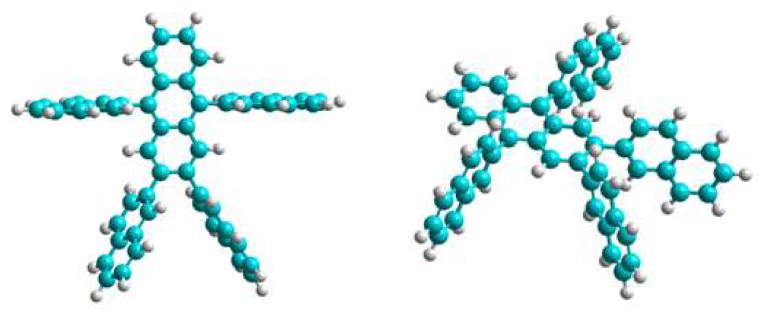 3D structurere of 2,3,9,10-tetranaphtyl anthracene (TNA)