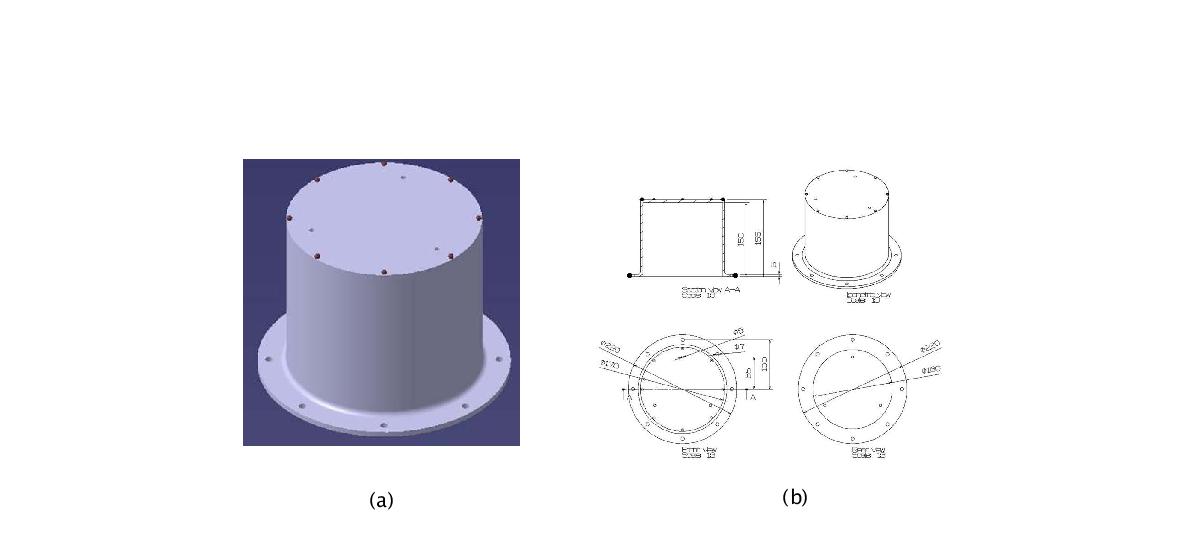 그림 3-67. 연료관 마개 모형 개념도(a)와 설계도(b).