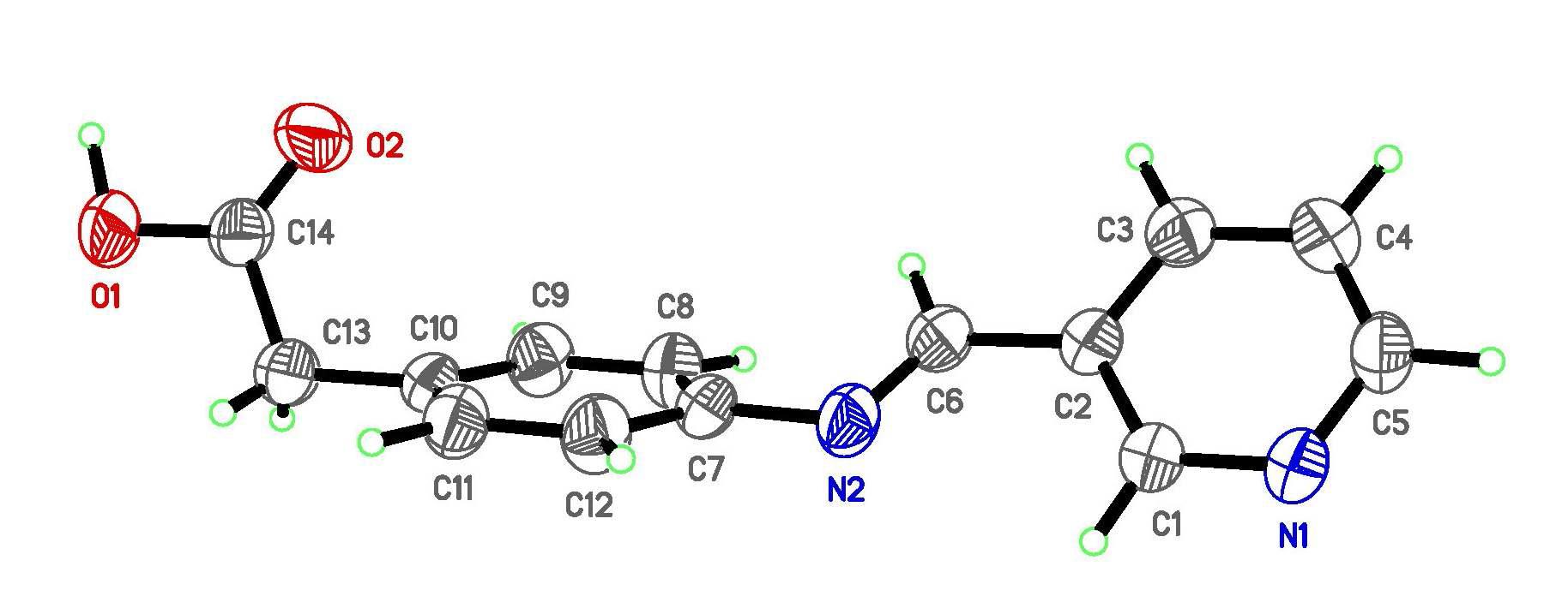 (3-py)–CH=N–C6H4–CH2–COOH의 분자 구조.