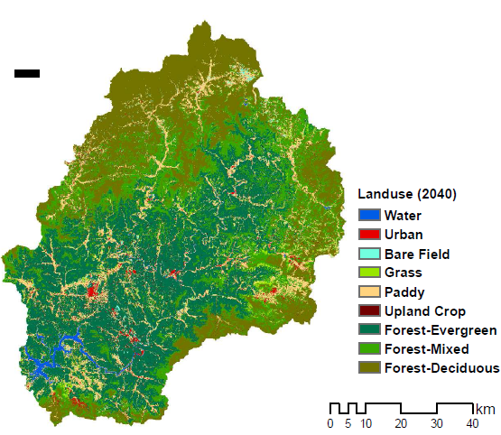 The predicted land uses in 2040