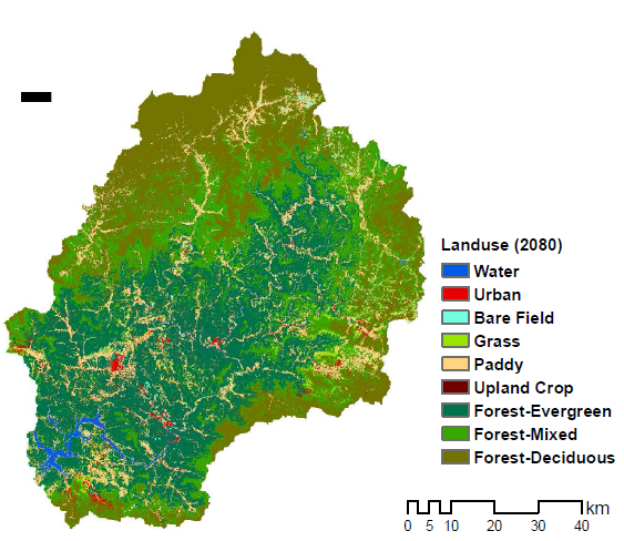 The predicted land uses in 2080