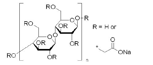 Molecular structure of carboxymethylcellulose.