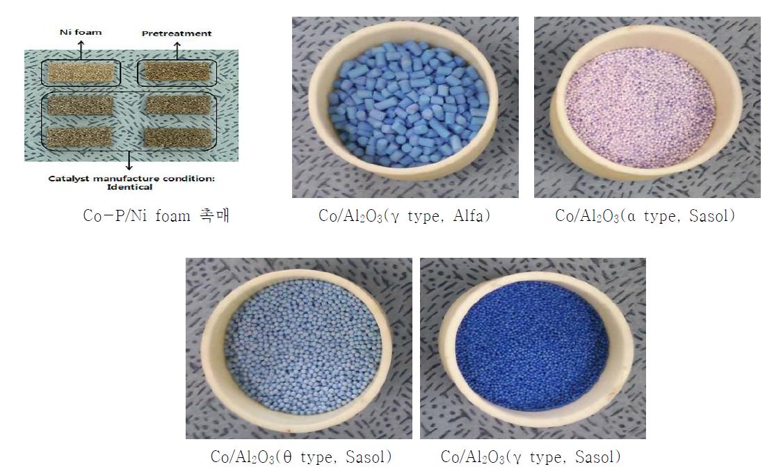 Co-P/Ni foam 촉매와 Co/Al2O3 촉매