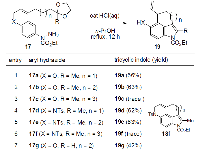 tandem intramolecular indolization/aromatic [3,3]-sigmatropic rearrangement 반응