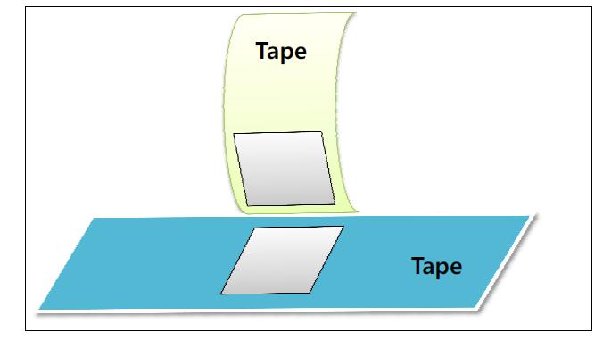 Scotch taping 방법을 묘사한 모식도