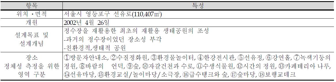 선유도 공원의 특징