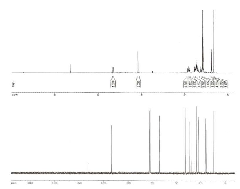 Proton and Carbon NMR spectra of Compound 2.