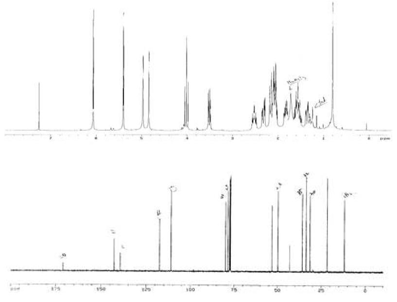 Proton and Carbon NMR spectra of Compound 1.