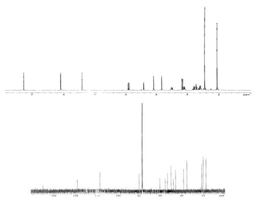 Proton and Carbon NMR spectra of Compound 9.