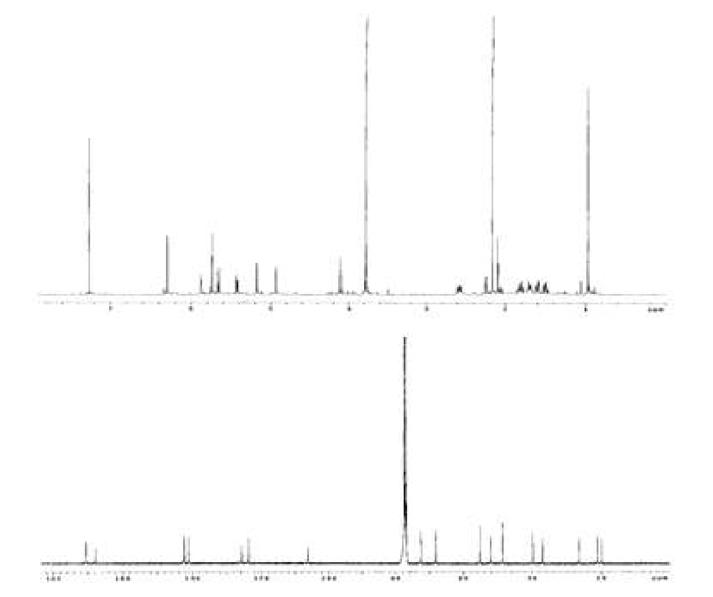 Proton and Carbon NMR spectra of Compound 21.