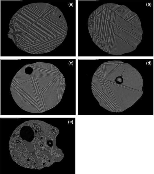 BSE images of artificial chondrules